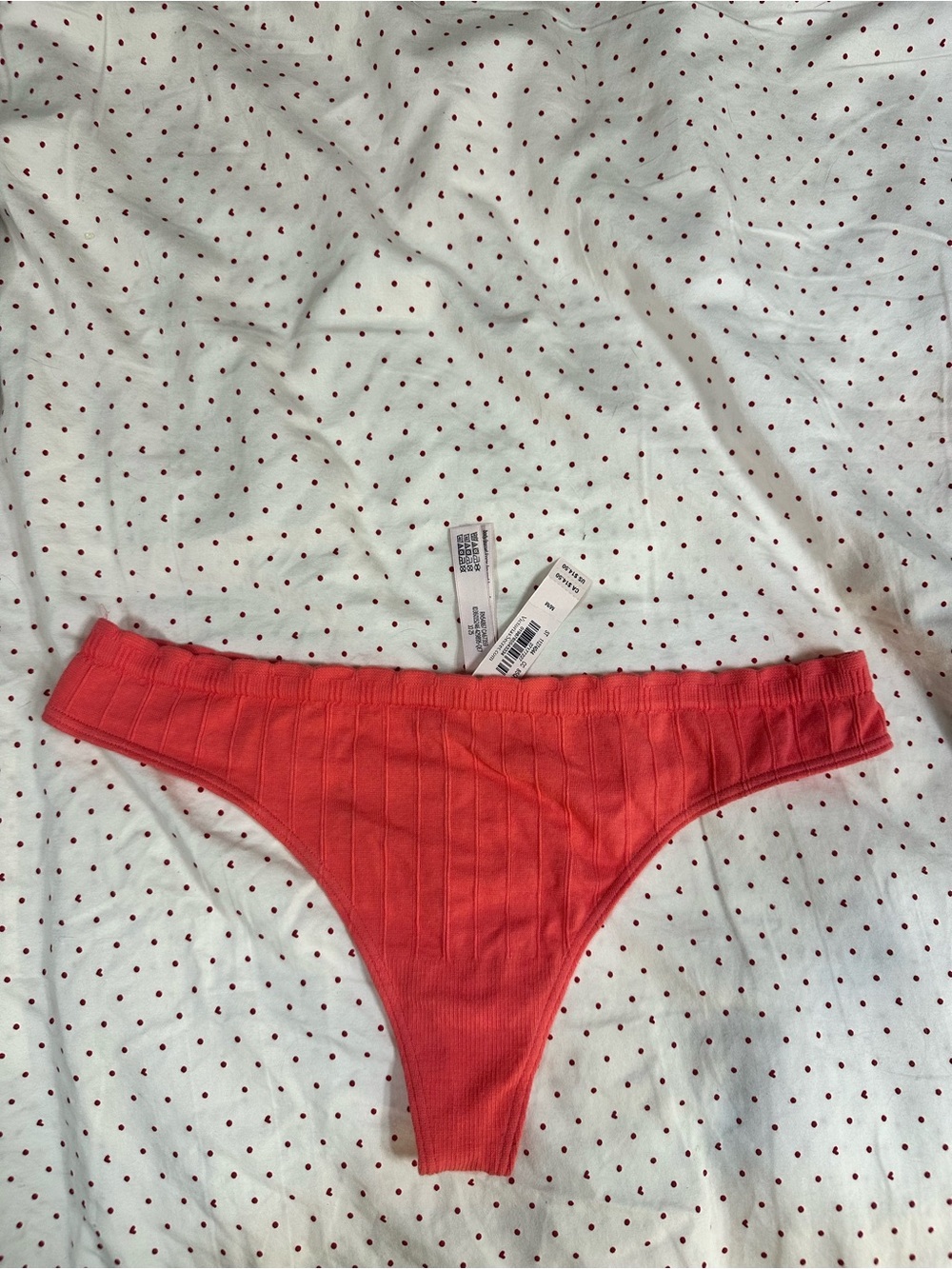 Victoria’s Secret Ribbed Coral Bikini Thong Panty NWT Medium Low Rise Stretch